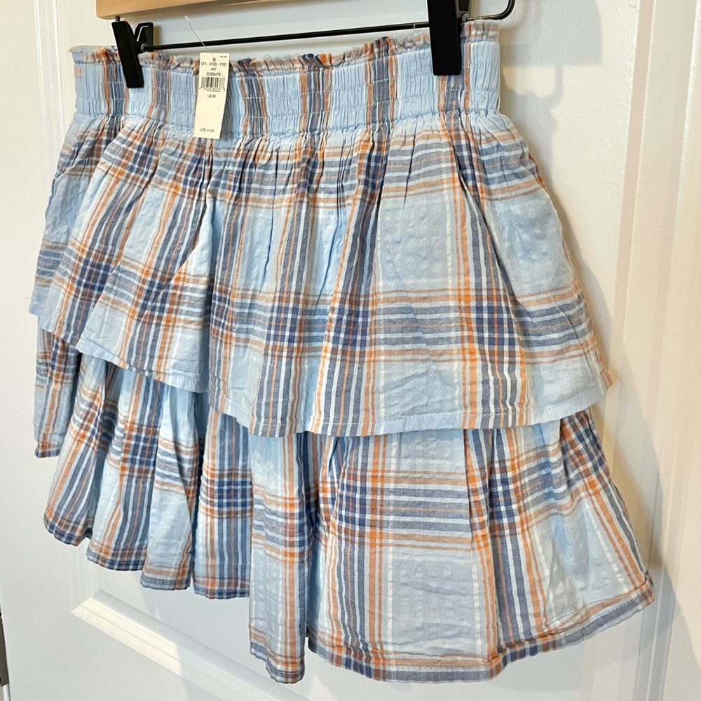 Blue and Orange Ruffled Skirt with Smocked Waist